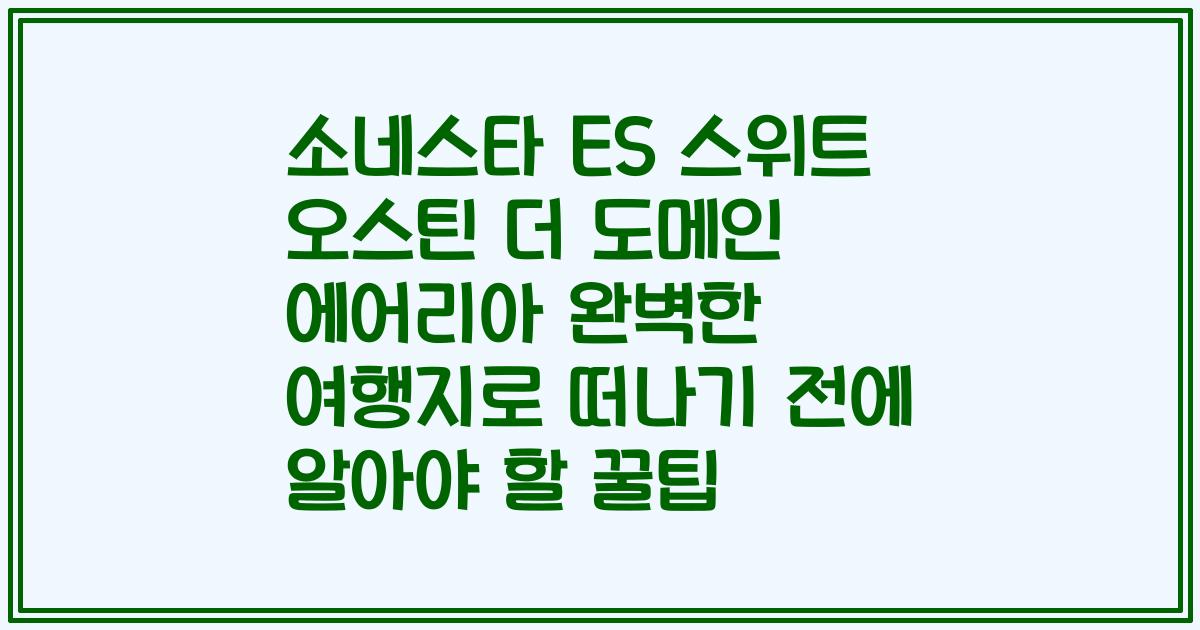 소네스타 ES 스위트 오스틴 더 도메인 에어리아 완벽한 여행지로 떠나기 전에 알아야 할 꿀팁
