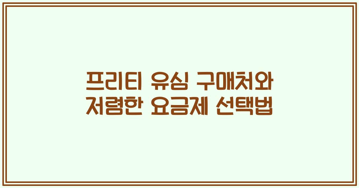 프리티 유심 구매처와 저렴한 요금제 선택법