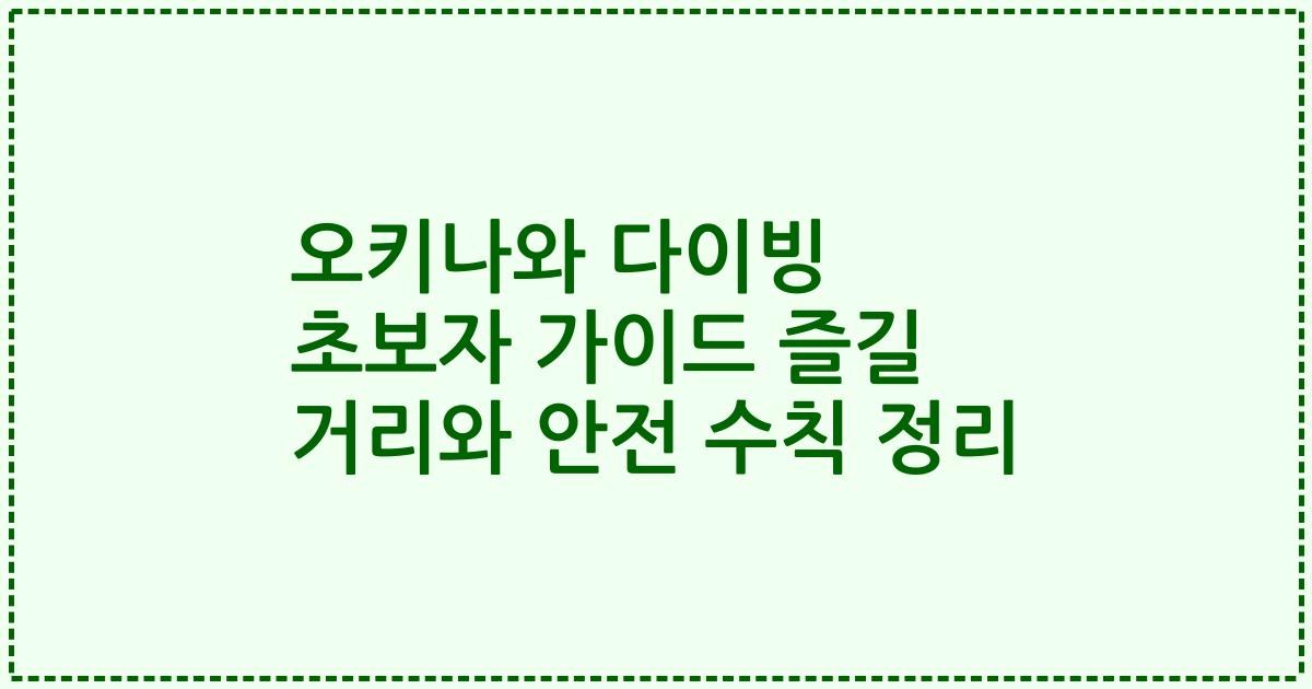 오키나와 다이빙 초보자 가이드 즐길 거리와 안전 수칙 정리